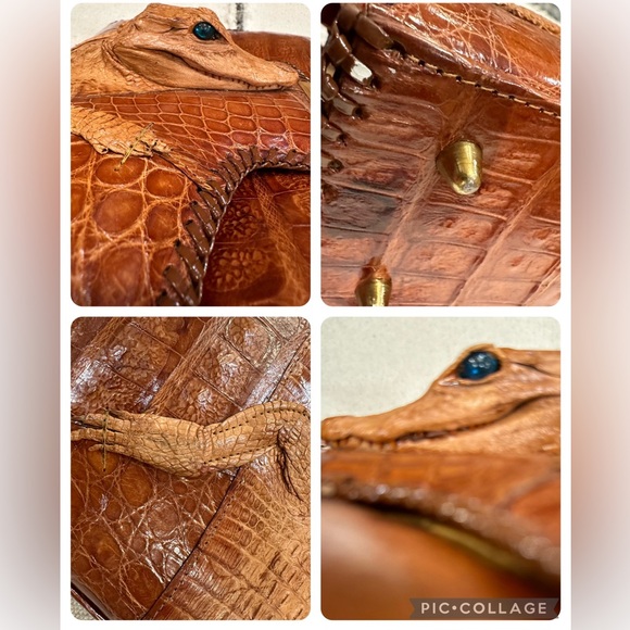 ✨VTG✨ 1950's Tourist Trade Alligator Purse Handbag w Taxidermy Baby Alligator - Picture 8 of 16